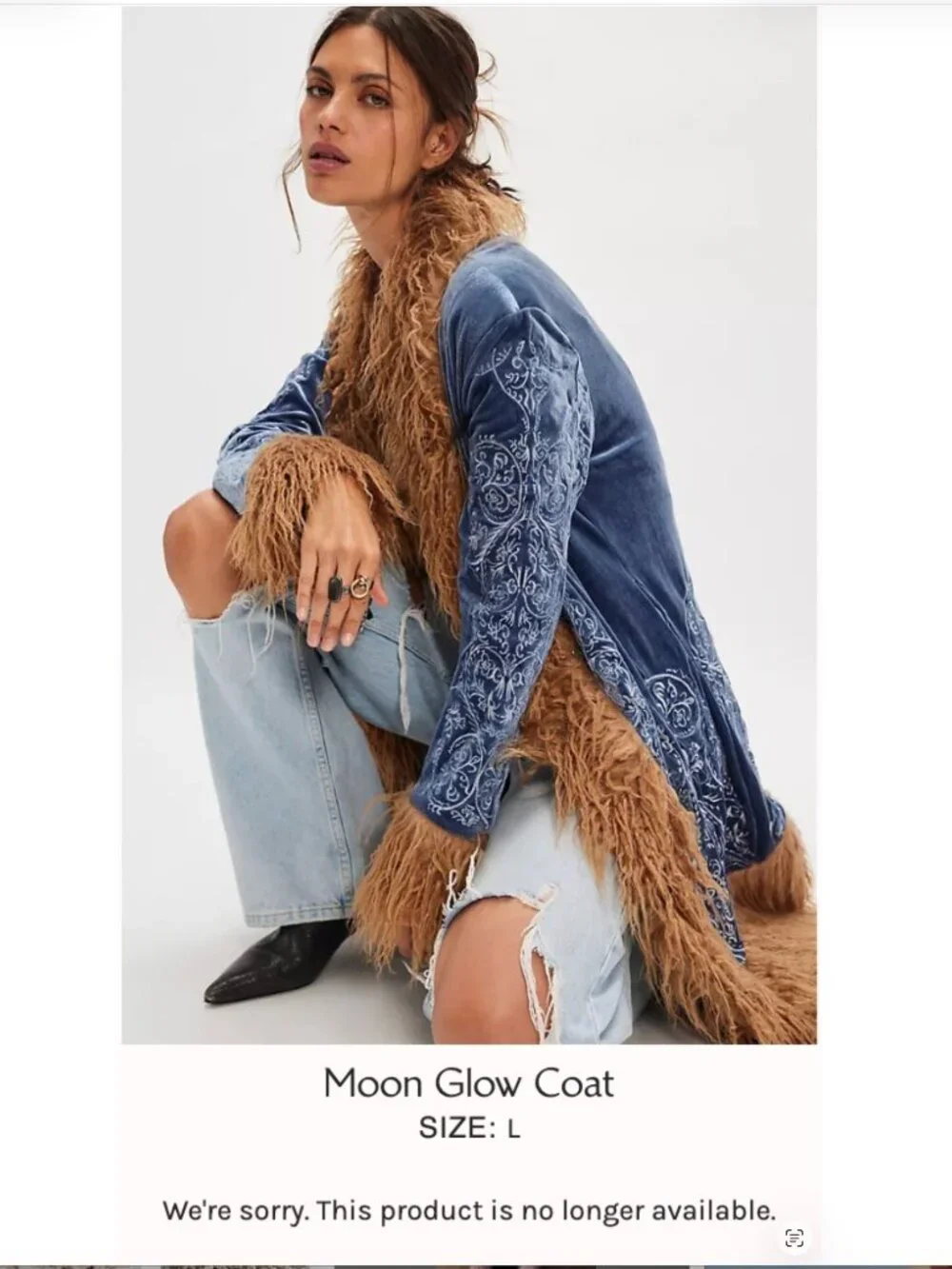Free People Penny Lane Moon Glow Coat - Blue / Tan